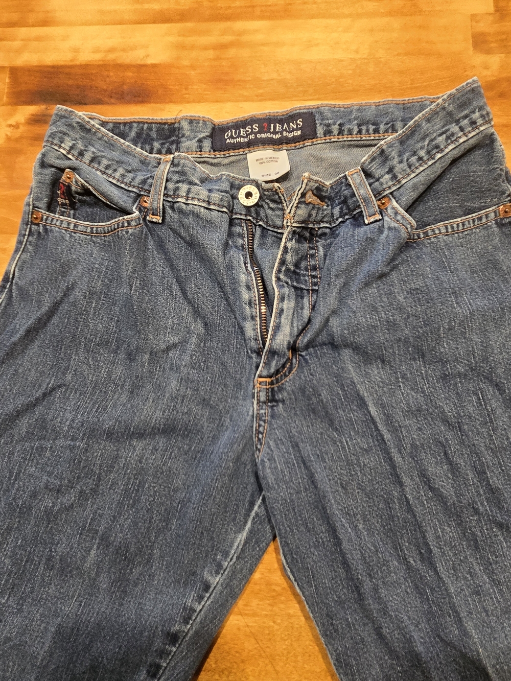 Guess Womans Relaxed Fit Blue Mid Calf Jeans - Picture 3 of 8